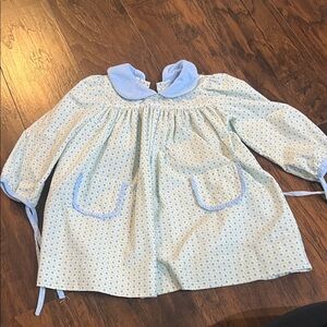Blue and Green Baby Dress with Peter Pan Collar